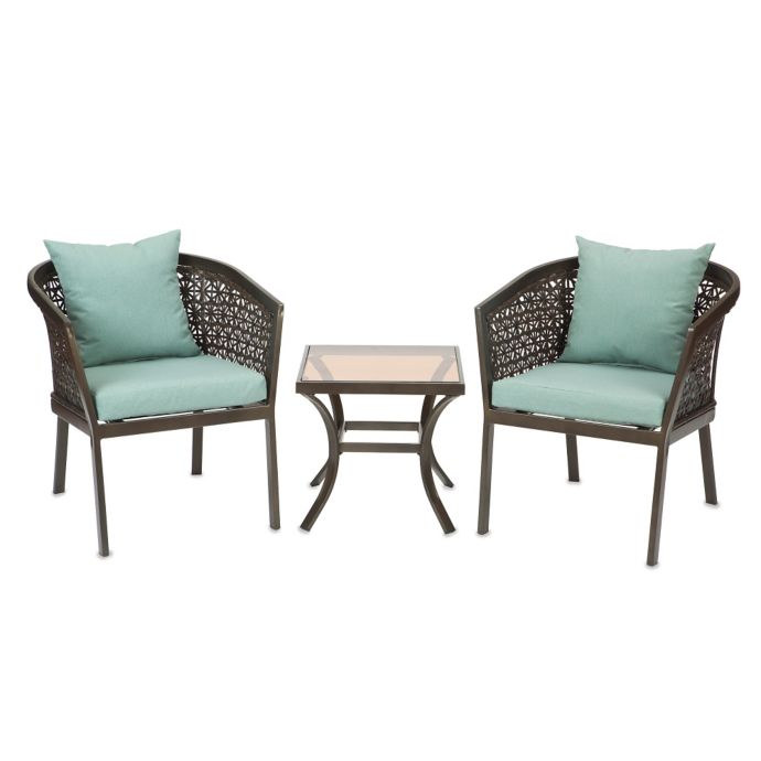 Levine 3-Piece Wicker Chair Set in Mist | Bed Bath & Beyond