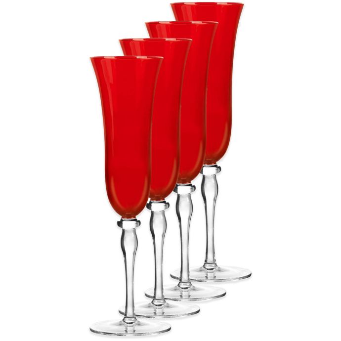 Qualia Rouge Red Champagne Flutes (Set of 4) Bed Bath and Beyond Canada