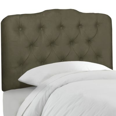 Skyline Furniture Tufted Twin Headboard, Annette Designer Queen Bed With Upholstered Headboard In Grey