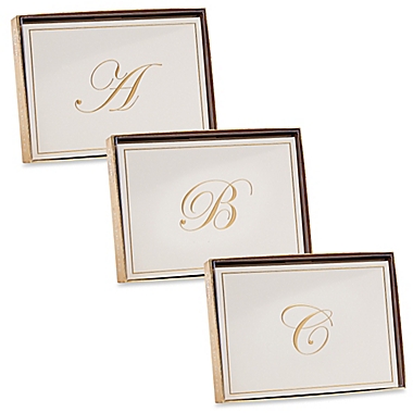 Caspari Gold-Embossed Letter Note Cards (Set of 8). View a larger version of this product image.
