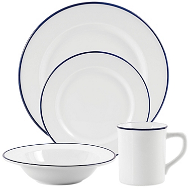 Everyday White&reg; by Fitz and Floyd&reg; Blue Rim Dinnerware Collection. View a larger version of this product image.