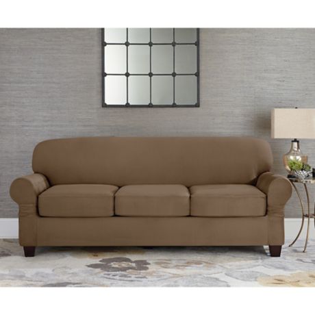 Sure Fit® Designer Suede Individual Cushion 3-Seat Sofa ...