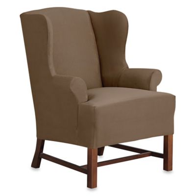 Sure Fit&reg; Designer Suede Wingback Chair Slipcover in Taupe
