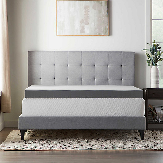 Alternate image 1 for Dream Collection™ by LUCID®  4-Inch Charcoal Bamboo Memory Foam Mattress Topper