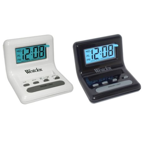 LCD Travel Alarm Clock in Black | Bed Bath & Beyond