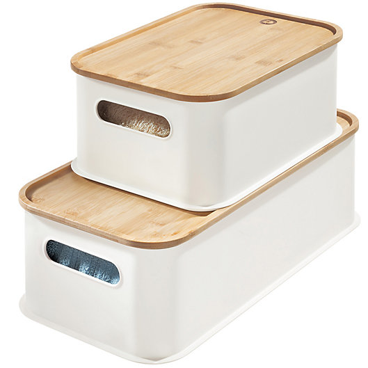 Alternate image 1 for iDesign® Eco Stacking Bin with Bamboo Lid