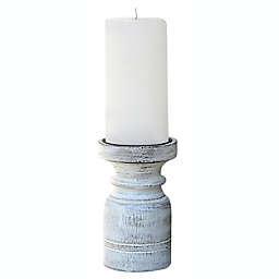 Bee & Willow™ Wooden Pillar Candle Holder in White Wash