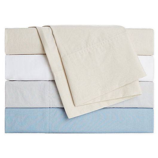 Alternate image 1 for Nestwell™ Washed Cotton Percale 180-Thread-Count Sheet Set