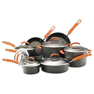 Rachael Ray&trade; Hard Anodized Nonstick 14-Piece Cookware Set in Grey/Orange