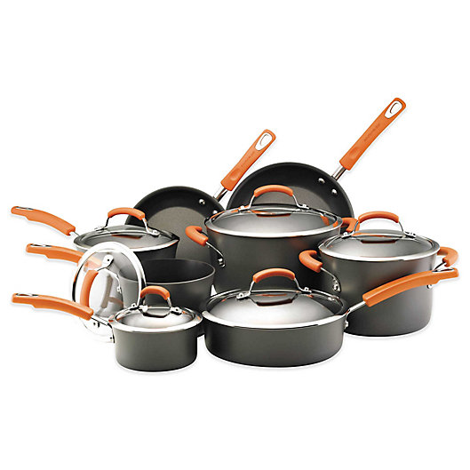 Alternate image 1 for Rachael Ray™ Hard Anodized Nonstick 14-Piece Cookware Set in Grey/Orange