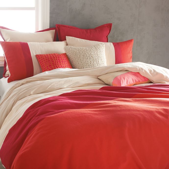 DKNY Colorblock Duvet Cover in Coral Bed Bath and Beyond Canada