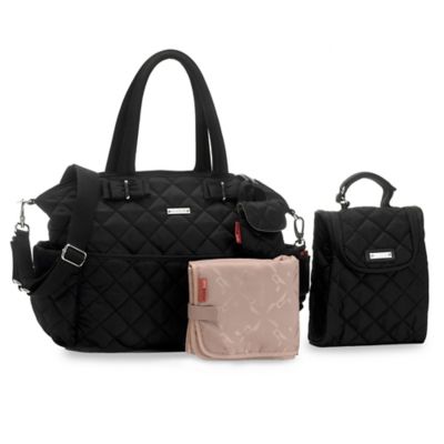 black quilted diaper bag