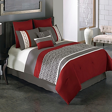 Covington 8-Piece King Comforter Set in Red/Grey. View a larger version of this product image.