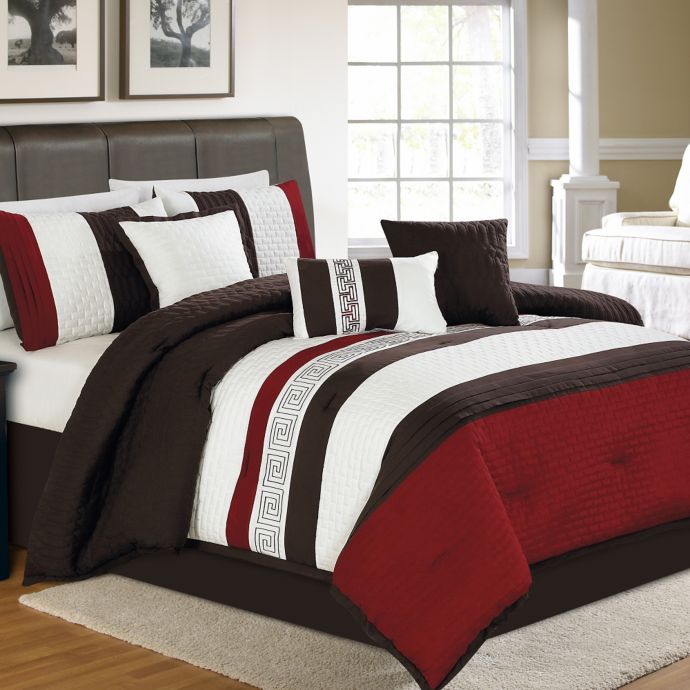Zander 7 Piece Comforter Set In Red Chocolate Bed Bath