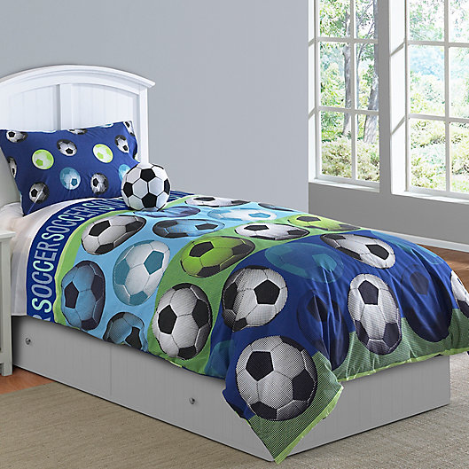 Soccer League Comforter Set In Blue, Bed Bath And Beyond Twin Bedspreads