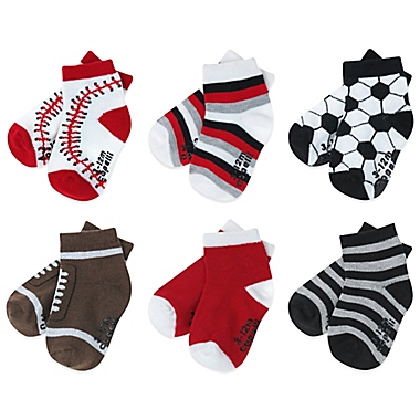 Capelli&reg; New York Size 3-12M 6-Pack Sports-Themed Socks. View a larger version of this product image.