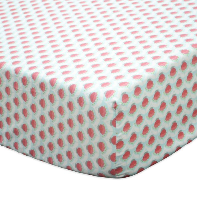 The Peanutshell™ Gia Geometric Floral Fitted Crib Sheet in Coral/Mint