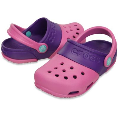 purple and pink crocs