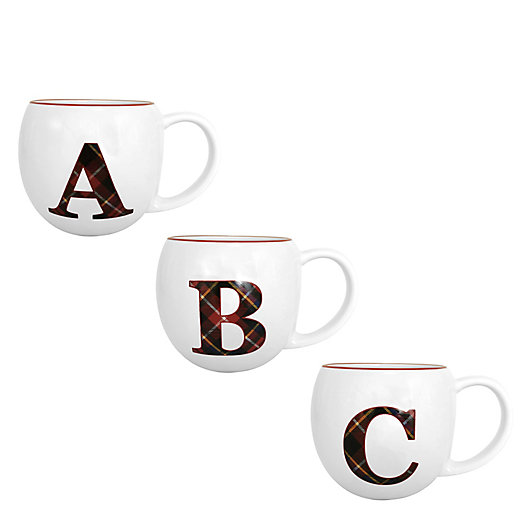 Alternate image 1 for Bee & Willow™ Plaid Monogram Letter Coffee Mug