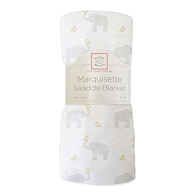 SwaddleDesigns&reg; Elephant & Chickies Marquisette Swaddle Blanket in Cheerful Yellow. View a larger version of this product image.