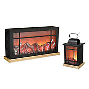 Greyson Home Decorative LED Tabletop Fireplace in Black/Wood