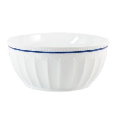 Everyday White&reg; by Fitz and Floyd&reg; 4 qt. Blue Rim Fluted Serve Bowl