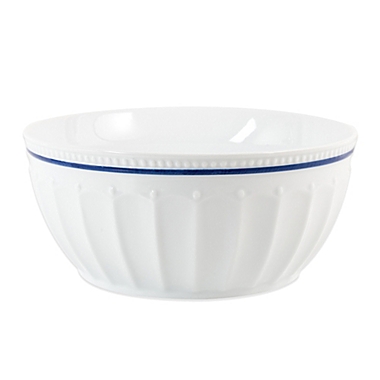 Everyday White&reg; by Fitz and Floyd&reg; 4 qt. Blue Rim Fluted Serve Bowl. View a larger version of this product image.