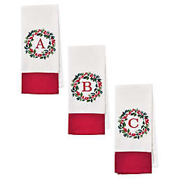 Bee & Willow™ Wreath Monogram Letter Christmas Kitchen Towel