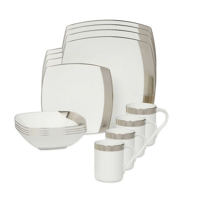 Mikasa® Ridge Platinum 16Piece Dinnerware Set Bed Bath & Beyond