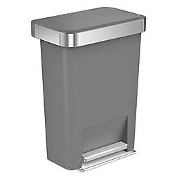 simplehuman® 45-Liter Plastic Rectangular Step Trash Can with Liner Pocket in Grey
