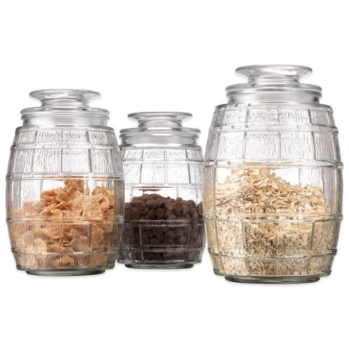 Glass Barrel Canisters (Set of 3) Bed Bath & Beyond