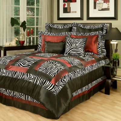 Each set includes a soft microfiber comforter, two shams, three decorative pillows, and a complete sheet set to create a fully coordinated. red and black bedding bed bath beyond