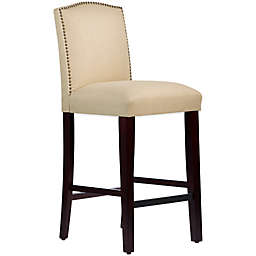 Skyline Furniture Roselyn Nail Button Arched Bar Stool in Linen Sandstone