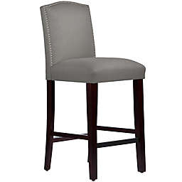 Skyline Furniture Roselyn Nail Button Arched Bar Stool in Linen Grey