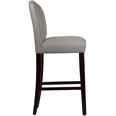 Skyline Furniture Roselyn Nail Button Arched Bar Stool in Linen Grey. View a larger version of this product image.