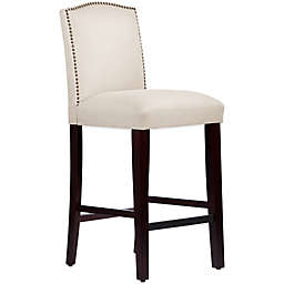 Skyline Furniture Roselyn Nail Button Arched Bar Stool in Linen Talc