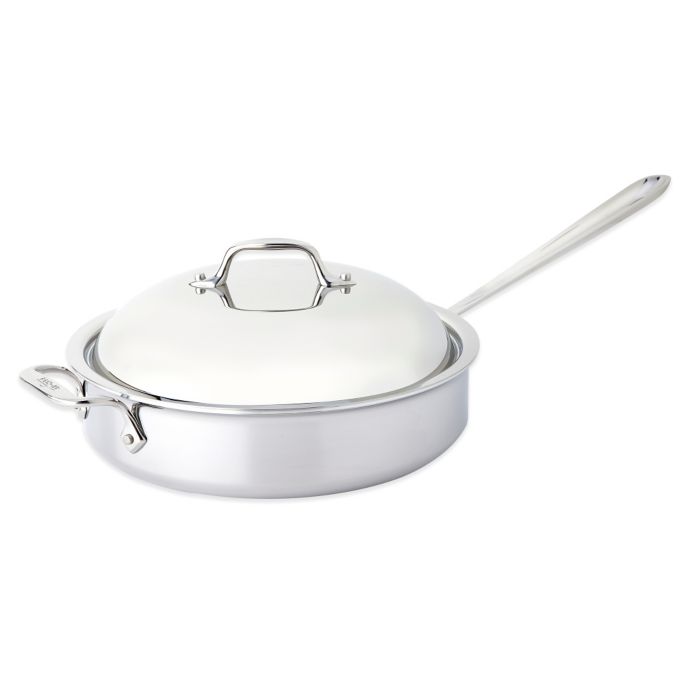 All-Clad D3 4 qt. Stainless Steel Covered Saute Pan with Helper Handle