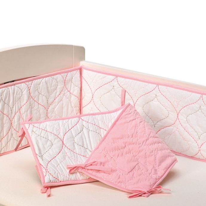 Living Textiles Baby Mix Match Quilted Bumper In White Pink