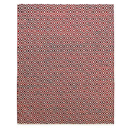 Weave & Wander Boteh Handmade Wool Dhurrie 2' x 3' Diamond Accent Rug in Haute Red