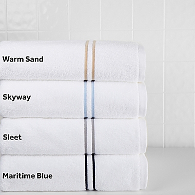 Everhome&trade; Egyptian Baratta Stripe Hand Towel in Sleet. View a larger version of this product image.