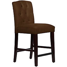 Skyline Furniture Denise Tufted Arched Counter Stool in Velvet Chocolate