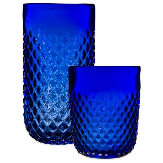 DiamondCut Embossed Drinkware in Cobalt Blue Bed Bath and Beyond Canada