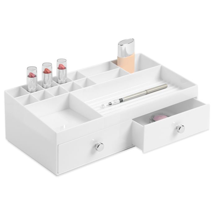 InterDesign® 2Drawer Cosmetic Organizer in White Bed Bath and Beyond