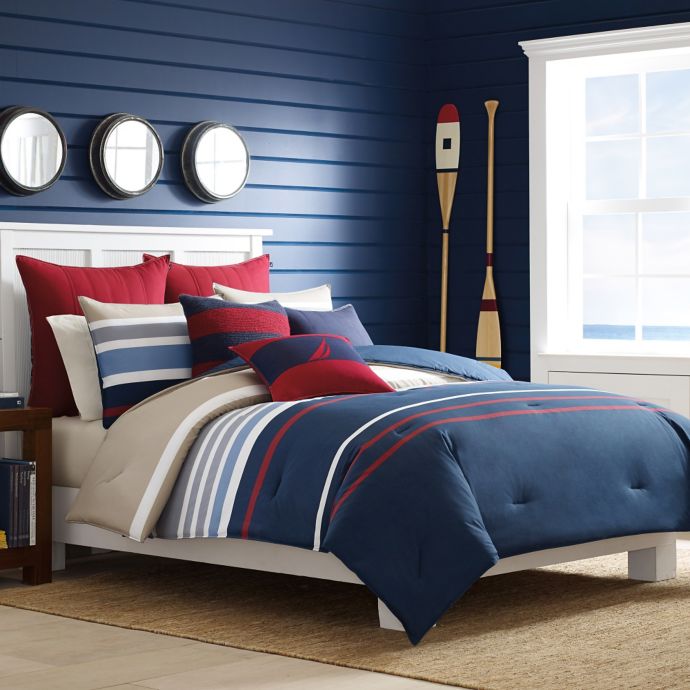 Nautica Bradford Comforter Set In Navy Red Bed Bath Beyond