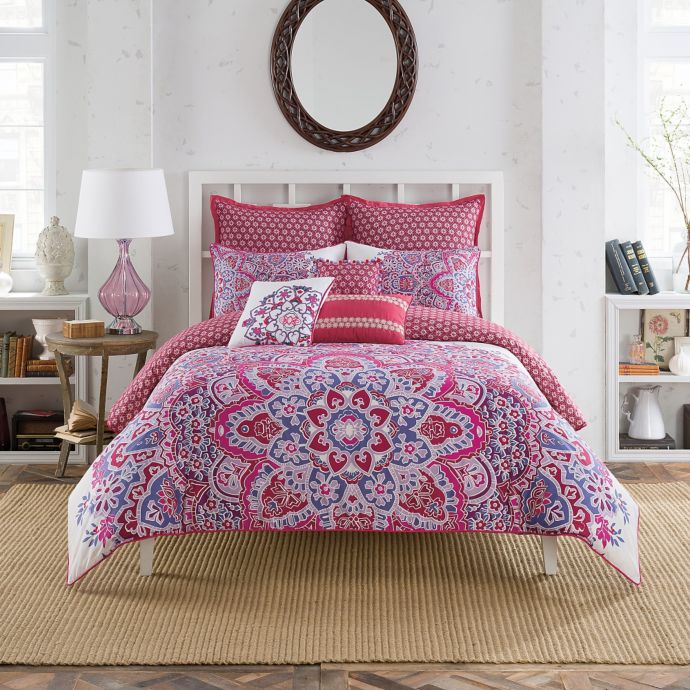 Anthology Kaya Reversible Duvet Cover Set In Berry Bed Bath