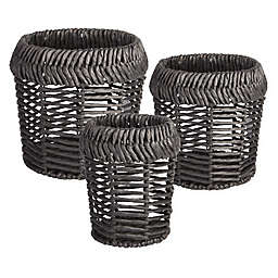 Home Essentials Jessa Hyacinth Baskets in Black (Set of 3)
