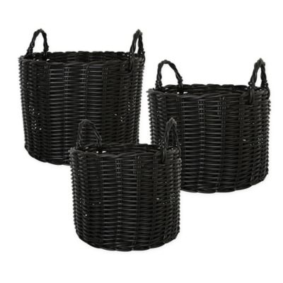 Home Essentials Claire Transitional Baskets in Black Set of 3