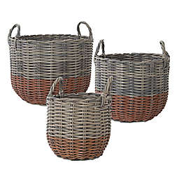 Home Essentials Adele Transitional Baskets in Grey/Red Set of 3