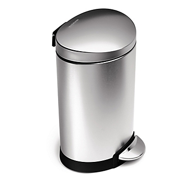 simplehuman&reg; Brushed Stainless Steel Fingerprint-Proof 6-Liter Semi-Round Step Can. View a larger version of this product image.