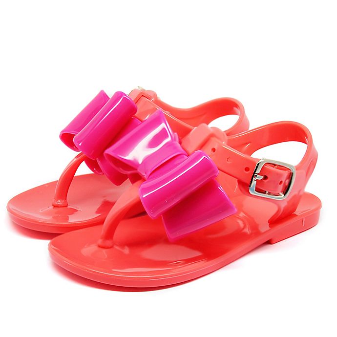 Stepping Stones Jelly Thong Sandal with Bow in Fuchsia/Coral | Bed Bath ...